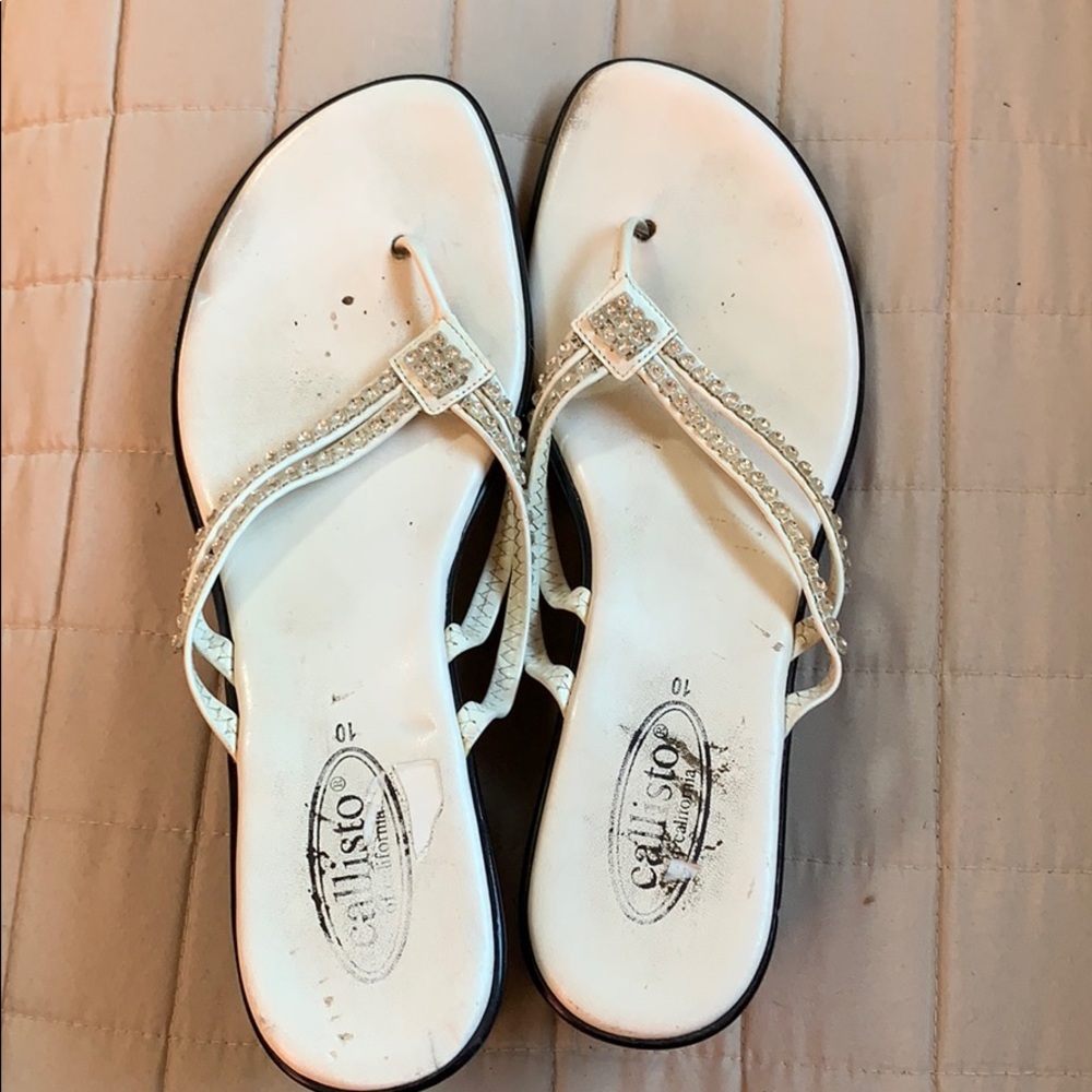 Callisto White Wedge Sandal, Size 10